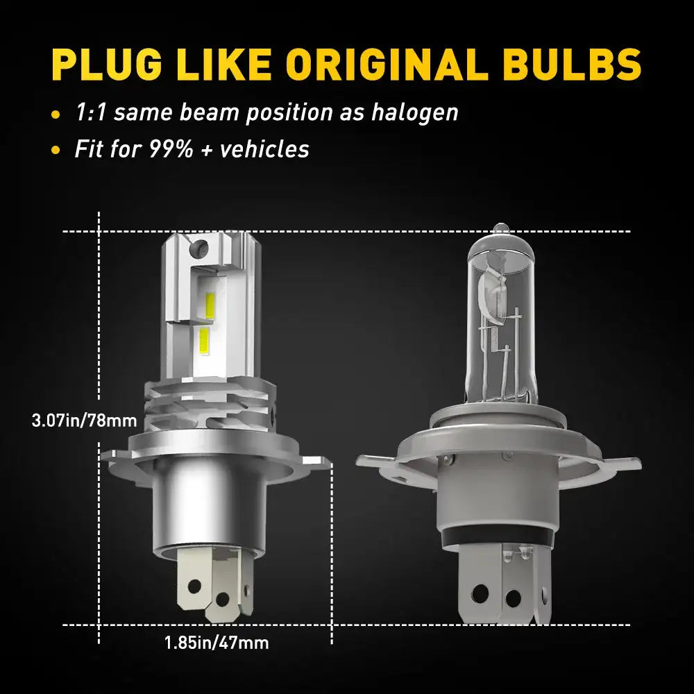 AUXITO 1/2X H4 LED Canbus Headlights 12V 9003 HB2 Hi/Lo Beam Motorcycle Headlamp Fanless H4 LED Bulb for Lada Honda Toyota Ford - Lootquake