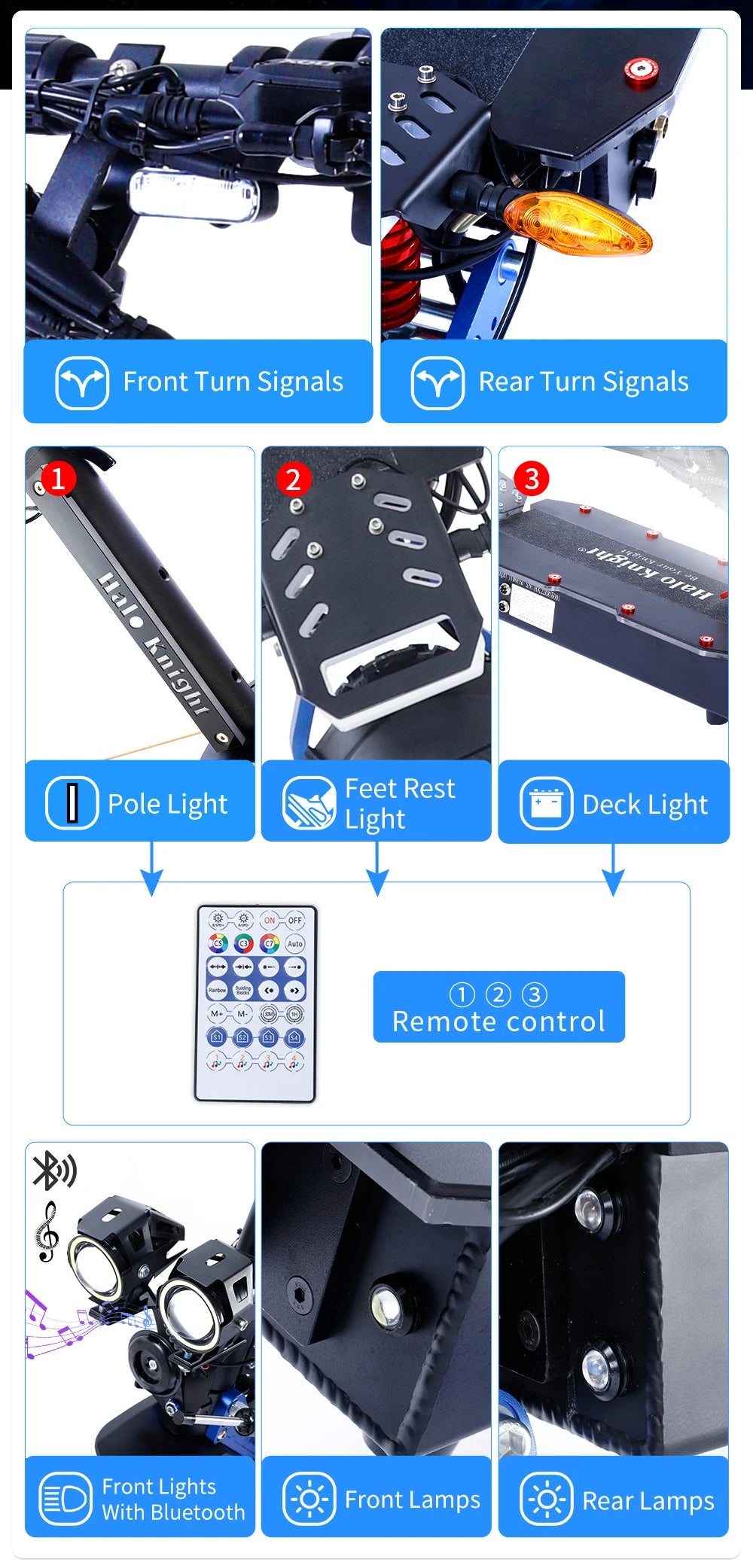 Halo Knight T108Pro - Patinete eléctrico para adultos (60 V, 6000 W, 38,4 Ah, todoterreno, 95 km/h, plegable, potente)