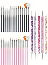 20PCS Nail Art Brush Set for Design, Painting, Drawing, Carving, Dotting, and Manicure Tools - Unscented Acrylic Gel UV Polish