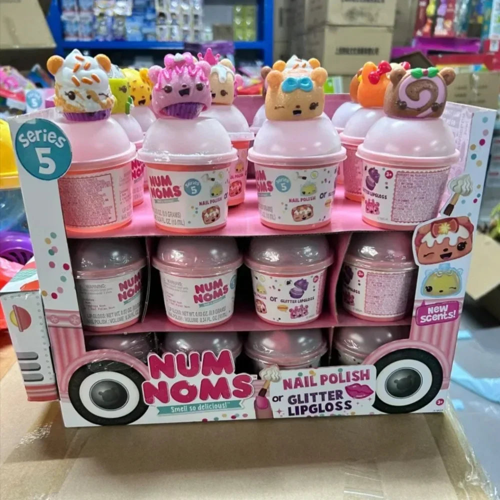 Esmalte de uñas NumNoms, brillo labial perfumado, iluminado, colección de juguetes Num Nom, adorables muñecos de animales, casa de juegos divertida, regalo de cumpleaños para niños