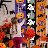 Halloween Pumpkin Ghost Bat Curtain 2M Haunted House Decoration Party Decor Background Eye-Catching For Party Backdrop Photo