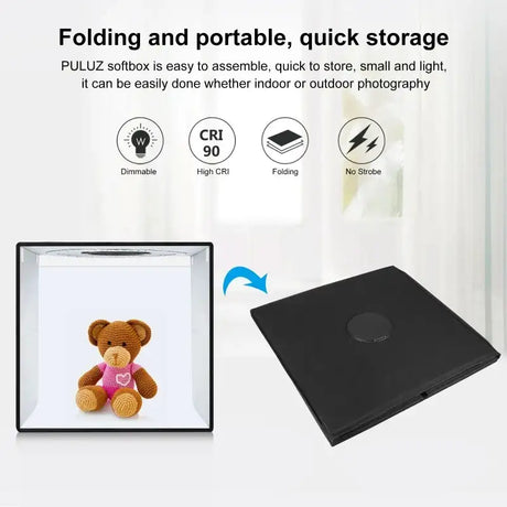 PULUZ 50cm Folding Portable Photo Studio Tent Box 3 Color Ring Light LED Photography Studio Box with 12 Color Background Board - Lootquake