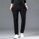 2024 New Winter Pure Black Fleece Thick Warm Jeans Men's loose Straight Elastic Denim Pants classics Casual Plush Trousers - Lootquake