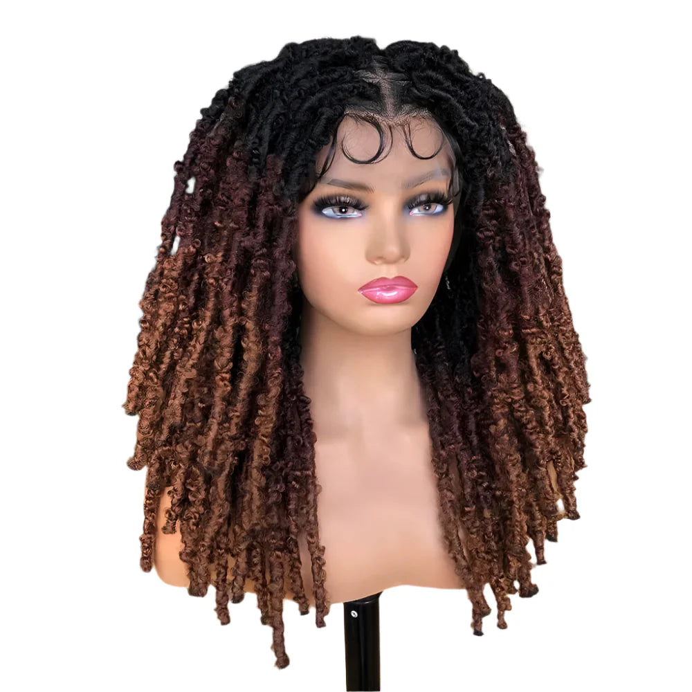 Blue Butterfly Locs Full Lace Braided Wigs For Women Crochet Hair Dreadlocks Meche Faux Locks Braids Extensions Synthetic Hair
