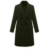 Autumn Winter Women's Woolen Jacket Long Windbreaker Double Breasted Slim Fit Coat - Lootquake
