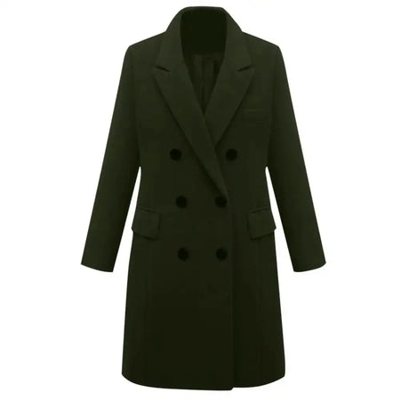 Autumn Winter Women's Woolen Jacket Long Windbreaker Double Breasted Slim Fit Coat - Lootquake