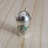 Dije de plata de ley 925 con forma de café, vino tinto, cafetera, copa de champán, compatible con pulseras colgantes originales, joyería DIY para mujer.