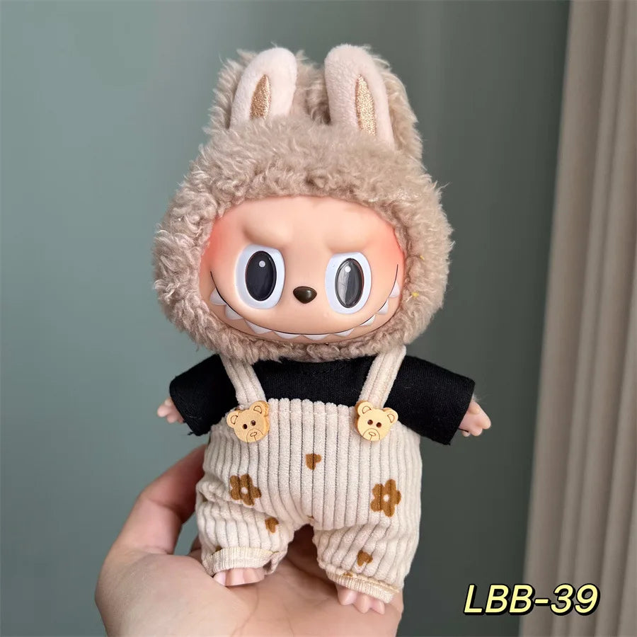 17cm Labubu Doll V1 V2 Hanging Accessories Vinyl Labubu Doll Outfit Changeable Clothes Plush Toy Baby Clothes Perfect Cute Gift