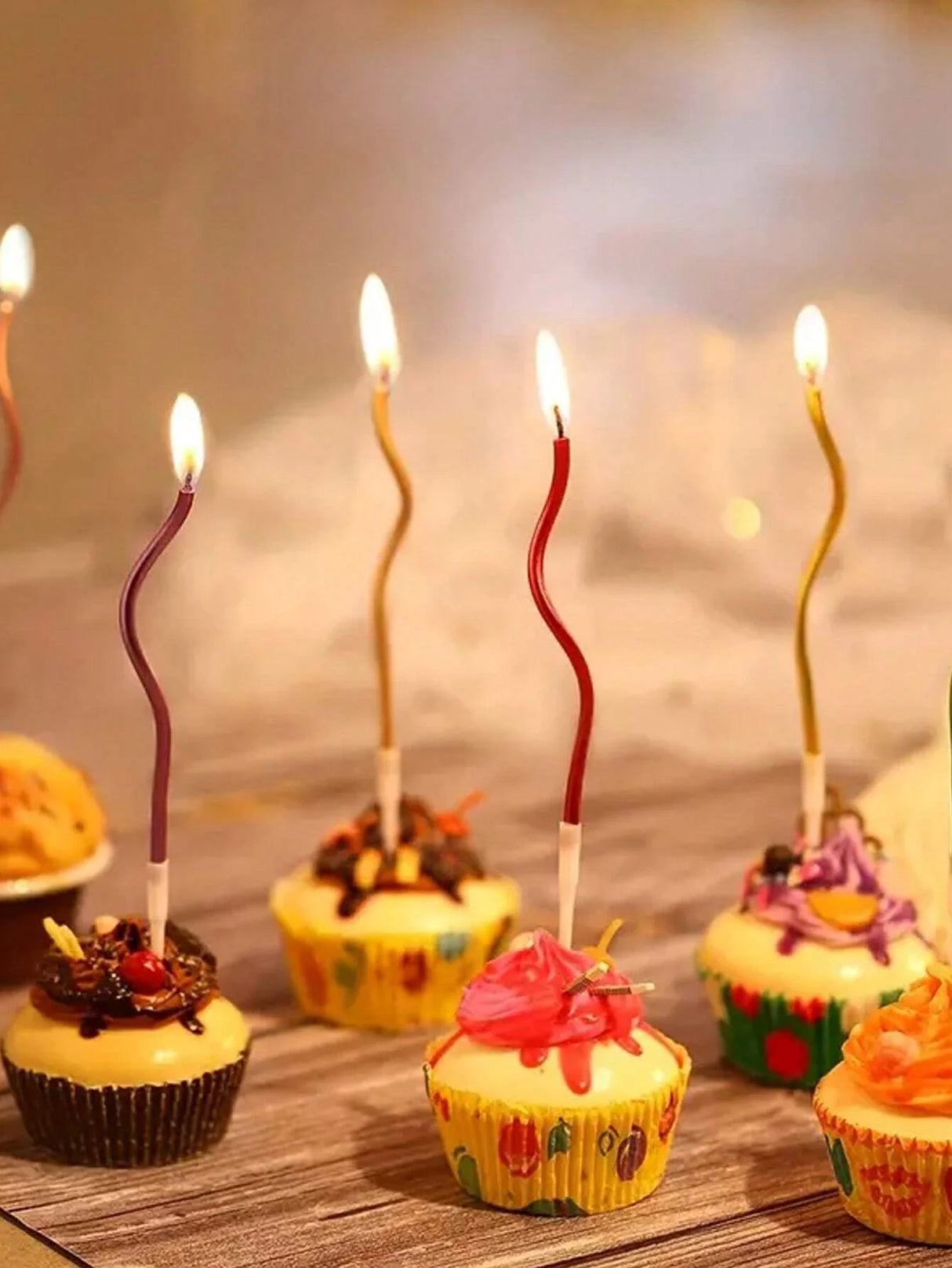 Lot de 6 bougies incurvées pour gâteau, anniversaire, baby shower, révélation du sexe du bébé, décoration de cupcakes, décoration de fête de mariage