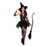 Halloween Gothic Black Witch Costume for Adult Women Purim  Cos Party Wizards Fancy Dress