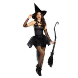 Halloween Gothic Black Witch Costume for Adult Women Purim  Cos Party Wizards Fancy Dress