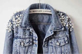 Pearl Denim Coat Women Cotton Spring Autumn Ropa Cardigan Jeans Punk Gothic Bomber Jacket Windbreaker Y2k Women Jackets Korean - Lootquake