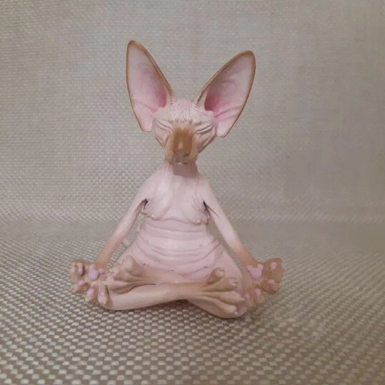 Meditation Yoga Happy Cat Whimsical Buddha Sphinx Cat Statue Art Deco Sculpture Outdoor Garden Statue