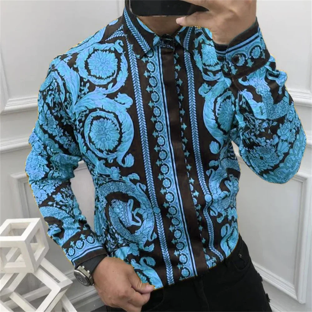 Summer Luxury Mens Button Down Shirts Royal Mens Shirts Casual Slim Fit Soft Smooth Fashion Large Size Luxury Party Shirts