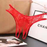 Poblador Sexy Lingerie Women's Panties Crotch Opening Transparent G-strings Thongs Solid Bowknot Underwear for Women Lace Pantys - Lootquake