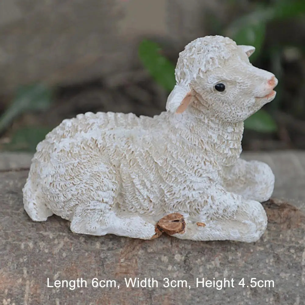 Sheep Sculpture  Cute Micro Landscape Sheep Sculpture  Synthetic Resin Animal Figurine