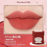 Crema labial Flower Knows Strawberry Cupid Cake, barra de labios hidratante mate, maquillaje de labios suave y sedoso, cosméticos profesionales.