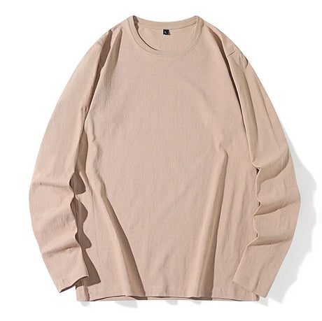 Men's Spring and Autumn New Long Sleeve T-shirt Simple and Fashionable Versatile Round Neck Underlay Top - Lootquake