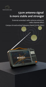 Enceintes Bluetooth sans fil SANSUI, radio pleine bande, lecteur vidéo LED HD, baladeur MP4 portable, batterie rechargeable intégrée