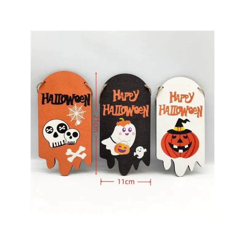 New Halloween Wooden Hanging Sign - Holiday Door Decor, Wooden Plaque Crafts, Festival Wall Hanging for Home Party Decoration