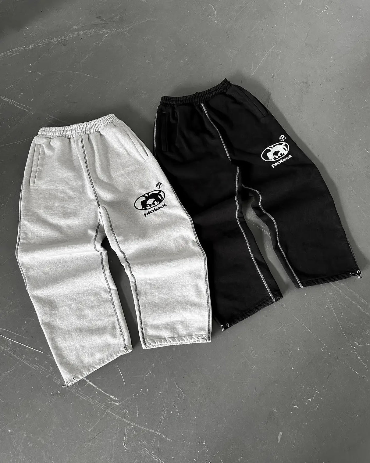 New Streetwear PROTECT Jogging Sweatpants Letter Pattern Embroidered Baggy Sweatpants Harajuku Gothic Tight Waist Loose Trousers - Lootquake