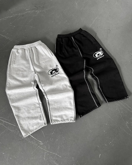 New Streetwear PROTECT Jogging Sweatpants Letter Pattern Embroidered Baggy Sweatpants Harajuku Gothic Tight Waist Loose Trousers - Lootquake