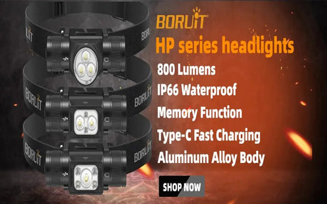 BORUiT HP500 LED Headlamp with 18650 Battery Type-C Rechargeable Headlight Work Torch Fishing Camping Head Flashlight - Lootquake