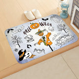 Halloween Theme  Pumpkin Witch Welcome Home Anti-Slip Door Mat Carpet  Decor Flannel Floor