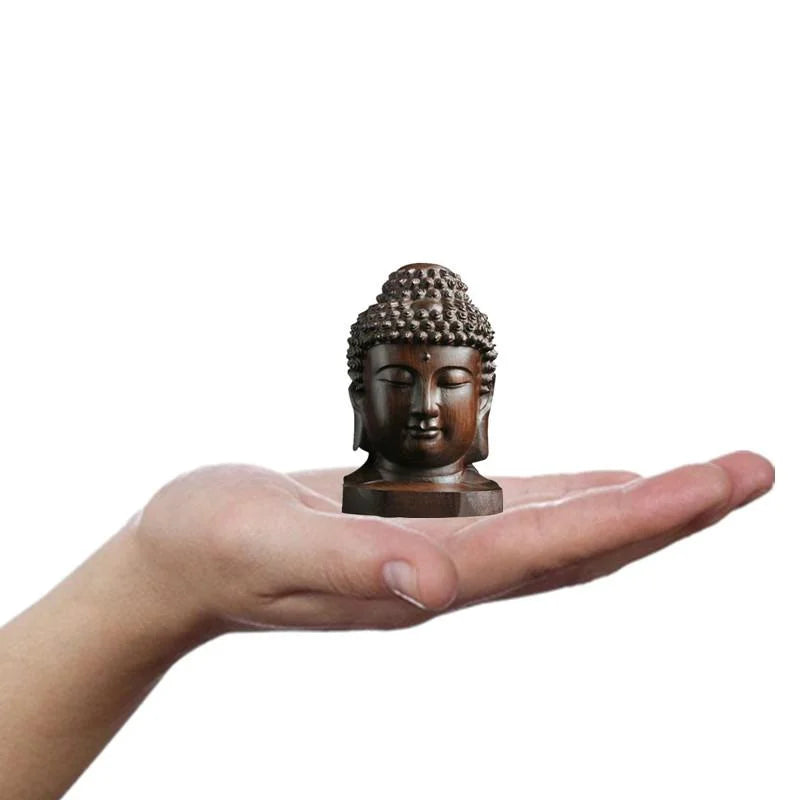 2.36'' Wood Sakyamuni Statue 6cm Wooden Buddha Statue Creative Tathagata Figurines Mahogany India Buddha Head Crafts
