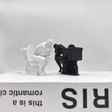 3D Printed, The Thinker Statue Sitting on Toilet, Durable Plastic, Humorous Bathroom Desktop Office Decor, Unique Design