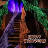 1set Halloween Decoration For Bar Haunted House Halloween Scary Party Scene Props White Stretchy Cobweb Spider Web Horror