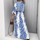 2025 Boho Print Half Sleeve Long Dress Women Fashion Japanese Kimono Lace-Up Robe Summer Sundress Holiday Beach Dress Vestidos - Lootquake