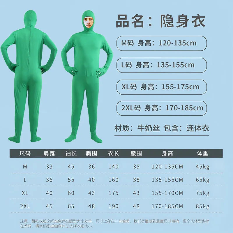 Halloween Costume for Adults & Kids Solid Black JumpSuit Invisible Man & Cat Character Men's Tight Invisibility Clothes