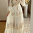 Women Fall Casual Long Dress Floral Print Lace V-Neck Long Sleeve Dress Fashion Holiday Maxi Dress Elegant Classics Versatility - Lootquake