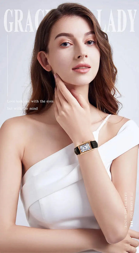 SANDA 1116 New Fashion 2024 Elegant Design Rectangle Dial Water Resistant Quartz Movement Business Women Analog Wrist Watch - Lootquake