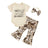 Toddler Girls Cute Summer Set Sleeveless Floral Print Romper with Ruffle Trim and Matching Bow Headband Adorable Outfit for - Lootquake