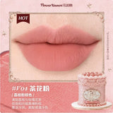 Crema labial Flower Knows Strawberry Cupid Cake, barra de labios hidratante mate, maquillaje de labios suave y sedoso, cosméticos profesionales.