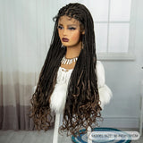 36" Knotless Box Braids Wig with Wavy Ends | Blended Braids | Lace Front