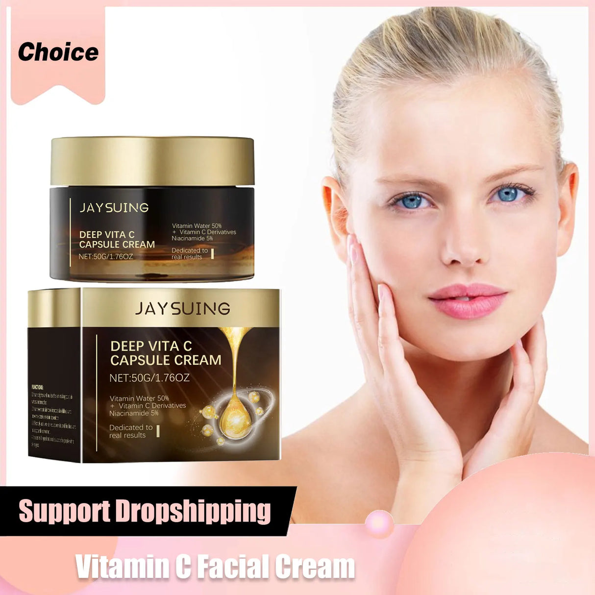 Crema facial con vitamina C, iluminadora, aclarante, mejora la opacidad, antiarrugas, reafirmante, hidratante, con nicotinamida para el cuidado de la piel.