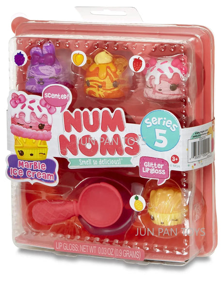 Num Noms Smell So Delicious Starter Pack Series 5 Marble Ice Cream Marshmallow Squares Jelly Rolls Glitter Lip Gloss Kawaii Toy - Lootquake