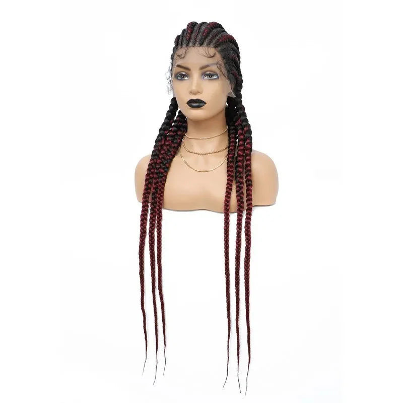 36" Jumbo Dutch Twins Cornrow Braided Lace Front Wig | Full Lace | Synthetic Crochet Hair | Black Women