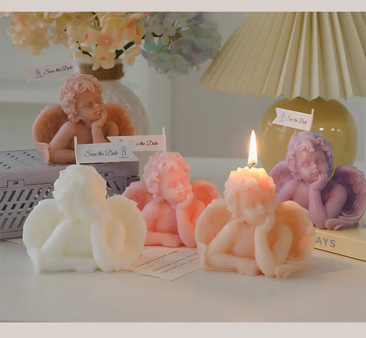 Vela perfumada con forma de ángel para decoración de habitación, estilo nórdico, que alivia la fatiga y crea un ambiente festivo para bodas y cumpleaños.