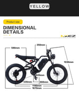 Bicicleta eléctrica AKEZ de 18 Ah, 1500 W, 48 V, para adultos, de 20 pulgadas, con freno hidráulico de aceite.