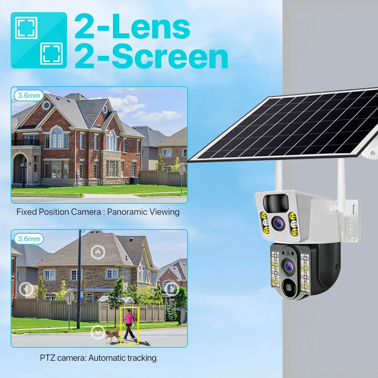 Cámara solar 4K con tarjeta SIM 4G, lente dual, 8MP, HD, visión nocturna, IP, CCTV, vigilancia, PTZ, PIR, detección humana, alarma, cámara impermeable