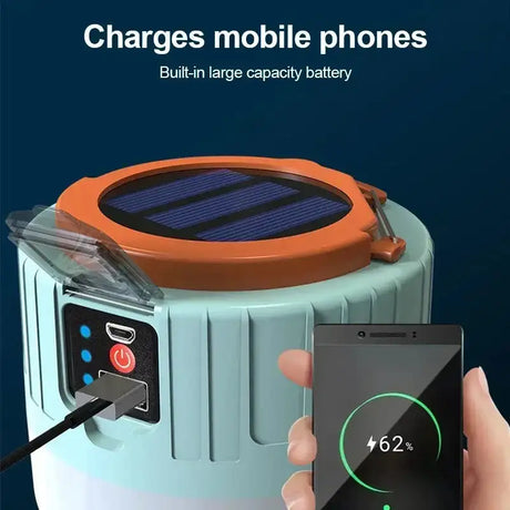Powerful Solar LED Camping Lamp Waterproof Portable Lanterns Emergency Lights For BBQ Hiking USB Rechargeable Tent Lanterns - Lootquake