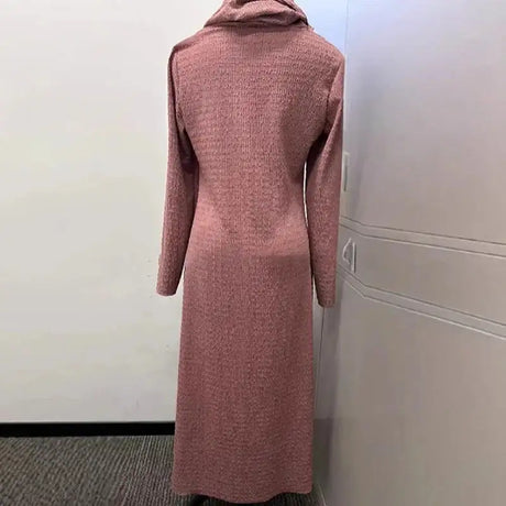 Indie Folk Woman Solid Color Vintage Dress Autumn Pile Collar Pullover Long Dress Winter Long Sleeve Swallowtail Irregular Dress - Lootquake