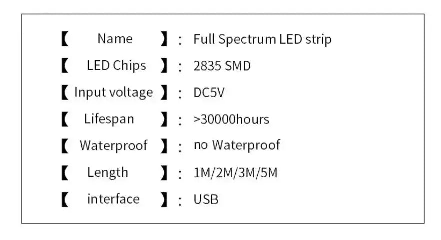AmmToo 1-5M Plant Light Grow LED Strip 5V USB Full Spectrum Phyto LED for Greenhouse Tent Hydroponic Plants Flower Seed Lighting - Lootquake