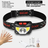 Potente linterna frontal LED recargable con sensor de movimiento corporal, linterna frontal para acampar, linterna frontal con USB