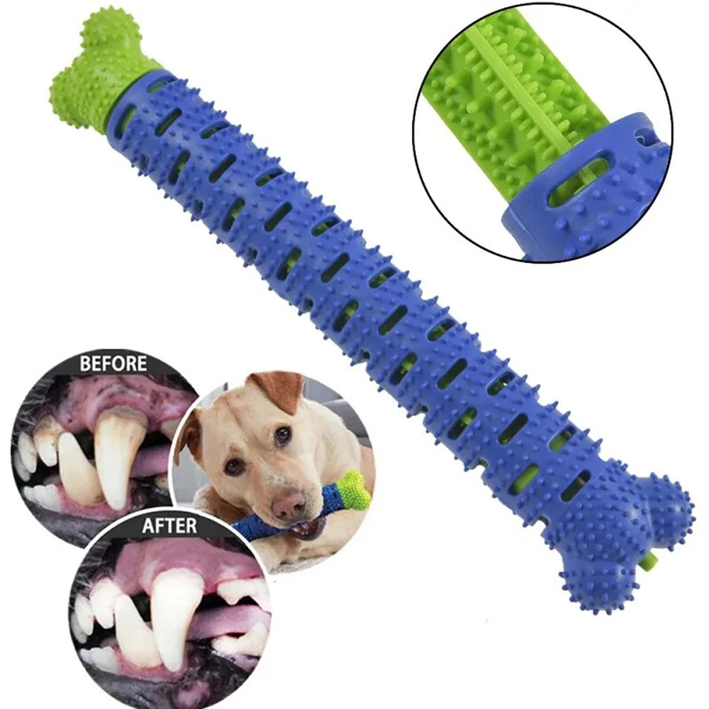Cepillo de dientes de goma para perros, masajeador de limpieza de grado alimenticio, juguete masticable para limpiar los dientes de mascotas con una ligera fuerza de mordida.
