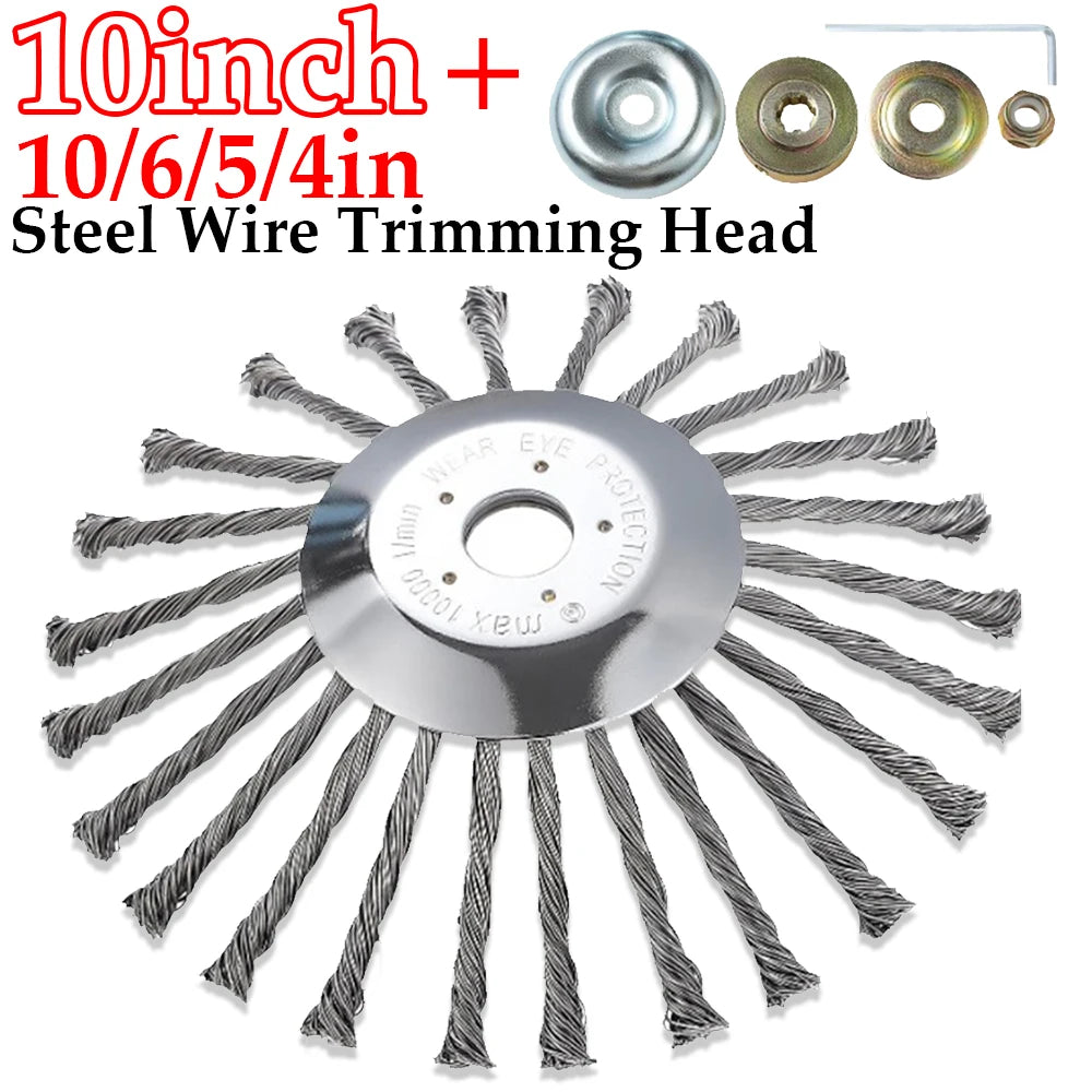 10/6/5/4 inch Steel Wire Trimming Head Lawn Mower Brush Cutter Accessories Garden Tool Universal Gasoline Brushhead Parts Tools